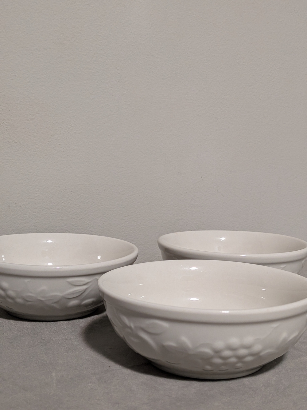 Gibson White Embossed Ceramic Serving Bowls - Set of 3